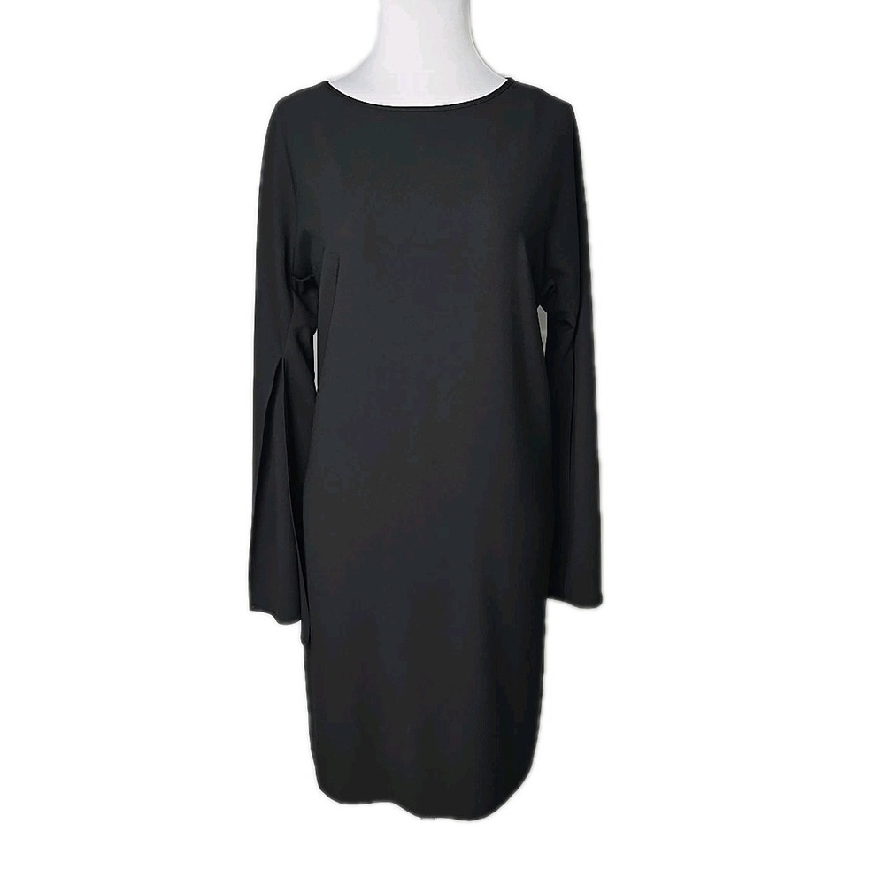 Gianni Bini Black Shift Dress Slit-Flutter Sleeve Size Large L‎